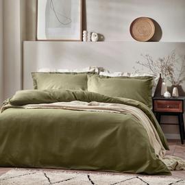 Yard Cotton Textured Waffle Olive Bedding Set - Single