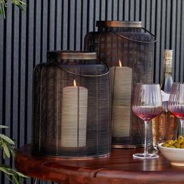 Ivyline 40cm Hampton Copper Woven Metal Lantern