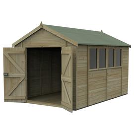 Forest Timberdale 4 Clear Windows Apex Shed - 12 x 8ft