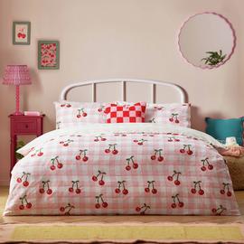 Heya Home Cherry Gingham Pink Bedding Set - Double