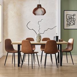 Habitat Zayn Birch Dining Table And 6 Tan Chairs