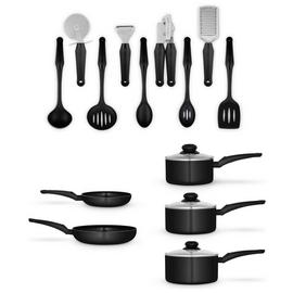 Swan 14 Piece Aluminium Cookware Set - Black