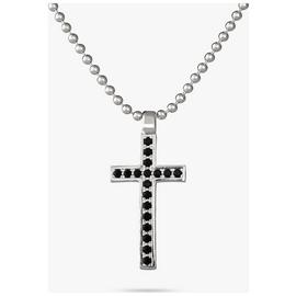 Revere Sterling Silver Black Zircons Cross Pendant Necklace