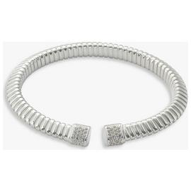 Revere Sterling Silver Cubic Zirconia Stones Cuff Bangle