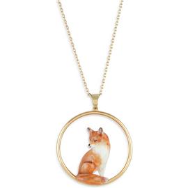 Bill Skinner Enamel Fox Hoop Pendant