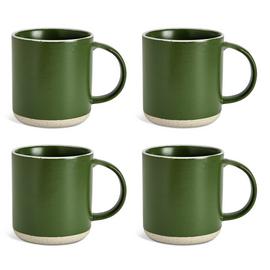 Habitat Raw Edge Set of 4 Stoneware Mugs - Green
