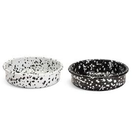 Habitat Splatter Set of 2 Enamel Tapas Dish - Black & White