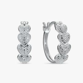 Revere Sterling Silver Pave Heart Huggies Hoop Earrings