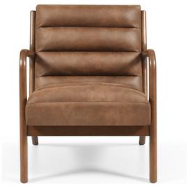 Kyoto Leah Faux Leather Ribbed Chair - Brown