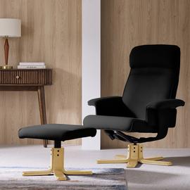 Argos Home Abel Faux Leather Swivel Chair & Footstool- Black