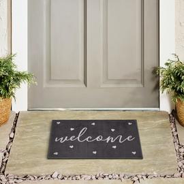 Argos Home Ditsy Heart Washable Cut Pile Doormat - 57x40cm