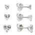 Revere Sterling Silver Heart Stud Earrings Set of 3 Pairs