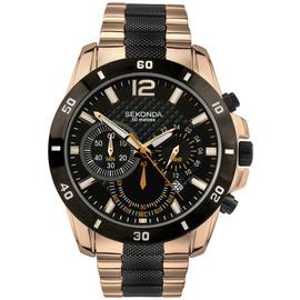 Sekonda Men's Chronograph Black and Rose Gold Plated Watch