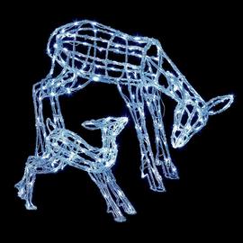 Premier Decorations LED Mother & Baby Reindeer Light - White