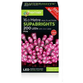Premier Decorations 200 Pink LED Christmas Tree Lights