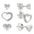 Revere Sterling Silver CZ Heart Set of 3 Stud Earrings