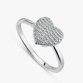 Revere Sterling Silver Cubic Zirconia Pave Heart Ring-Medium