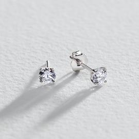 Revere 9ct White Gold 4 Claw Cubic Zirconia Studs Earrings