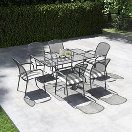 Pacific Carlo 6 Seater Metal Patio Set with Cushions - Grey