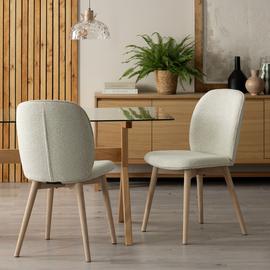 Habitat Laurel Pair of Fabric Dining Chairs - Cream