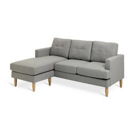 Habitat Joshua Fabric Reversible Corner Sofa - Light Grey