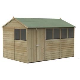 Forest Beckwood Shiplap 6 Windows Reverse Apex Shed - 12x8ft