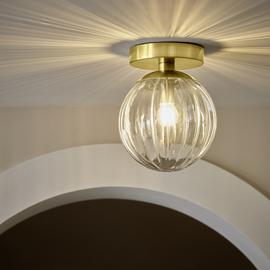 Habitat Metal Bathroom Flush Ceiling Light - Brushed Brass