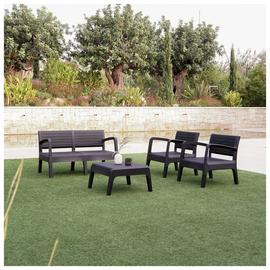 Shaf Valencia 4 Seater Plastic Garden Sofa Set - Dark Grey