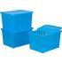 HOME 28 Litre Blue Crocodile Lid Storage Boxes - Set of 3