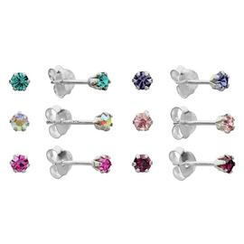 Revere Sterling Silver Crystal Set of 6 Stud Earrings