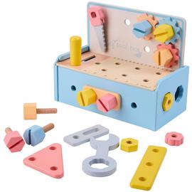 Chad Valley Wooden Tool Box-Blue