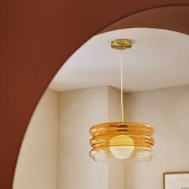 Habitat Ribbed Ombre Glass Pendant Light - Orange