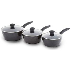 Tower Diamo 3 Piece Aluminium Saucepan Set - Black