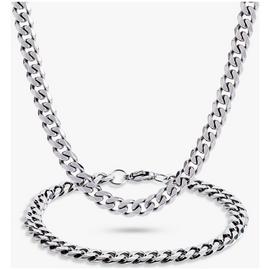 Revere Men's Diamond Cut Curb Chain and Bracelet Set