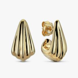 Revere 9ct Gold Plated Sterling Silver Rippled Drop Earrings