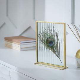 Habitat Gold Reeded Glass Metal Picture Frame on Stand -5x7"