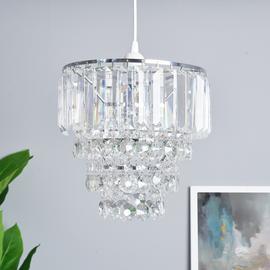 BHS Monroe Glass Easy Fit Pendant Light - Chrome