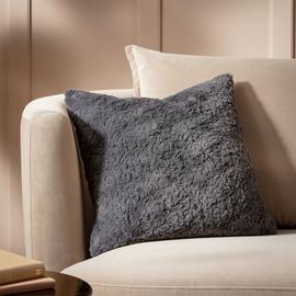 Habitat Faux Fur Textured Cushion - Charcoal - 43x43cm