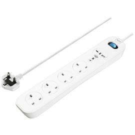 Masterplug 4 Socket 2m USB Surge Protected Extension Lead
