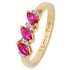 Moon & Back Gold Plated Silver Created Ruby & CZ ET Ring