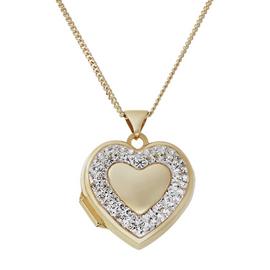 Moon & Back 9ct Gold Plated Crystal Heart Locket