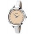 Seksy Ladies' Rose Dial Stone Set White Leather Strap Watch