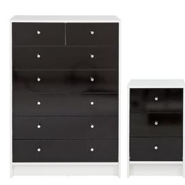 Argos Home Malibu Gloss Bedside Table & 5+2 Drawer Chest Set