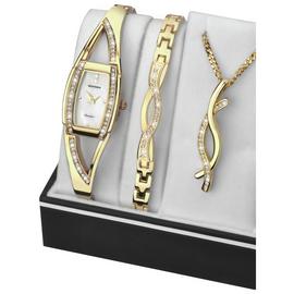 Sekonda Ladies' Gold Plated Bracelet Pendant and Watch Set
