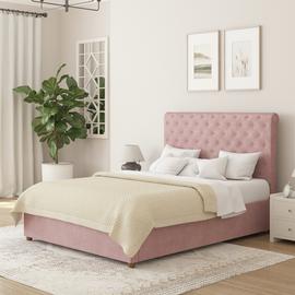 Aspire Taylor Kingsize Velvet End Lift Ottoman Bed - Blush