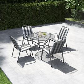 Pacific Savoy 4 Seater Metal Patio Set with Cushions - Grey