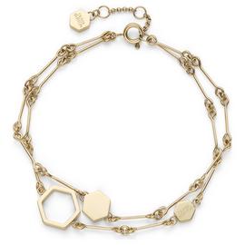 Olivia Burton Stainless Steel Hex Double Chain Bracelet