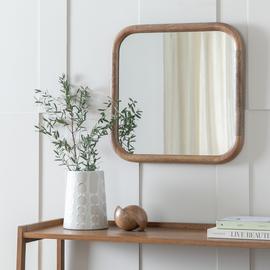 Habitat Brown Chunky Mango Wood Wall Mirror- 50x50cm