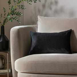 Habitat Velvet Oblong Cushion - Black - 30x50cm