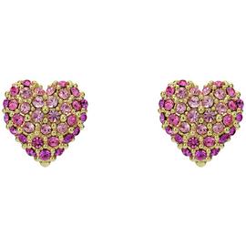 Ted Baker Gold Plated Pink Crystal Heart Stud Earrings
